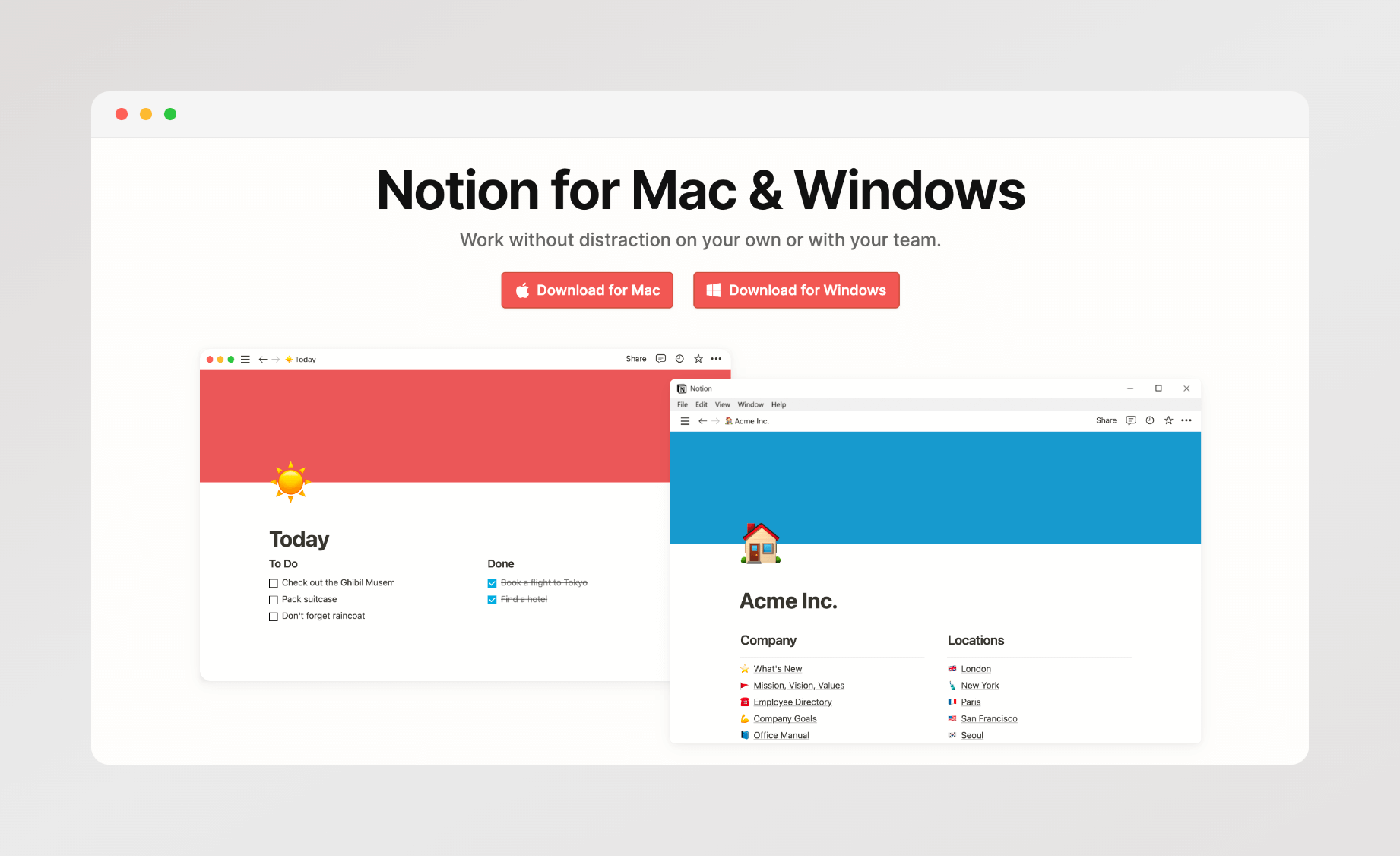 Notion Mac and Windows Download
